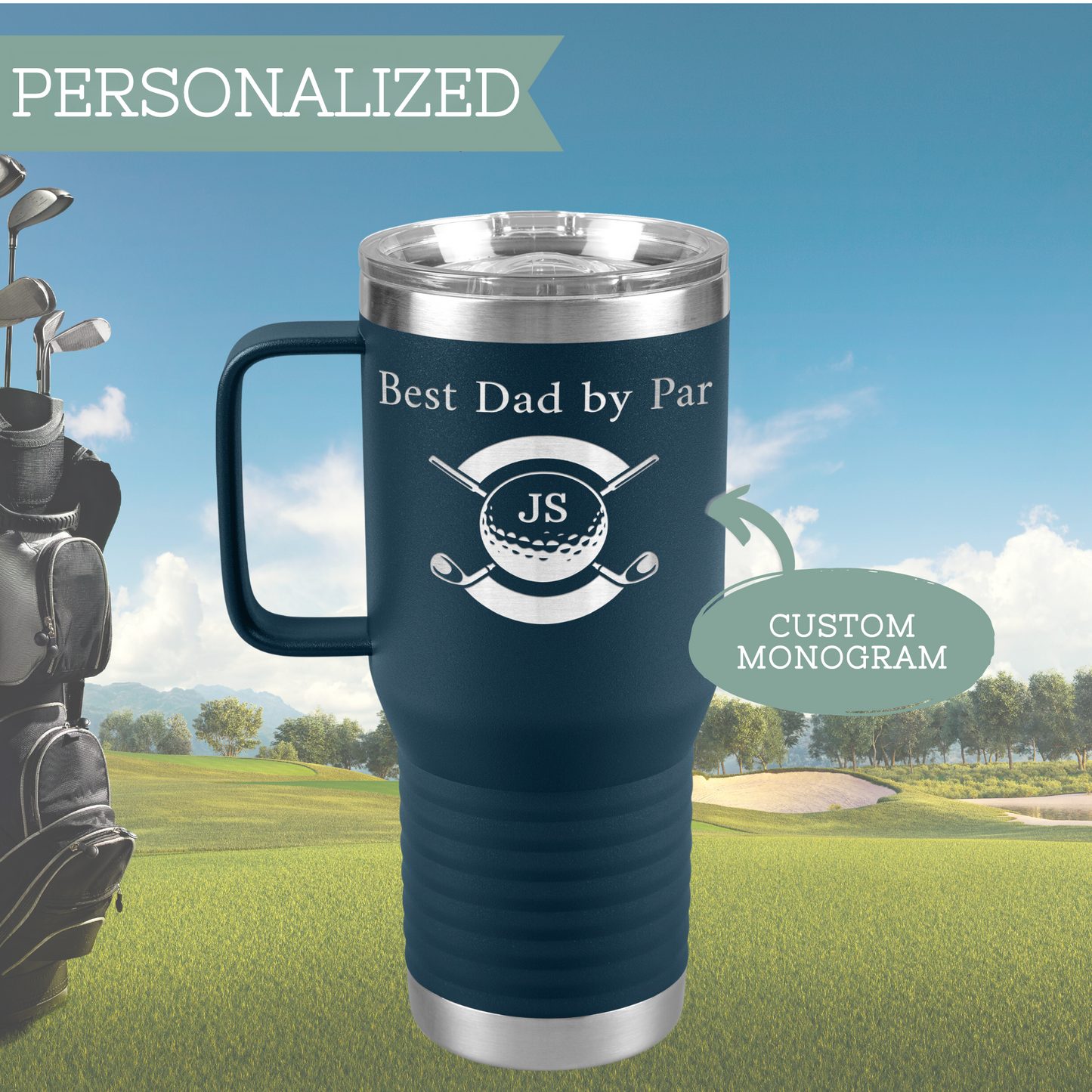 Monogramed Golf Ball Tumbler Gift for Dad