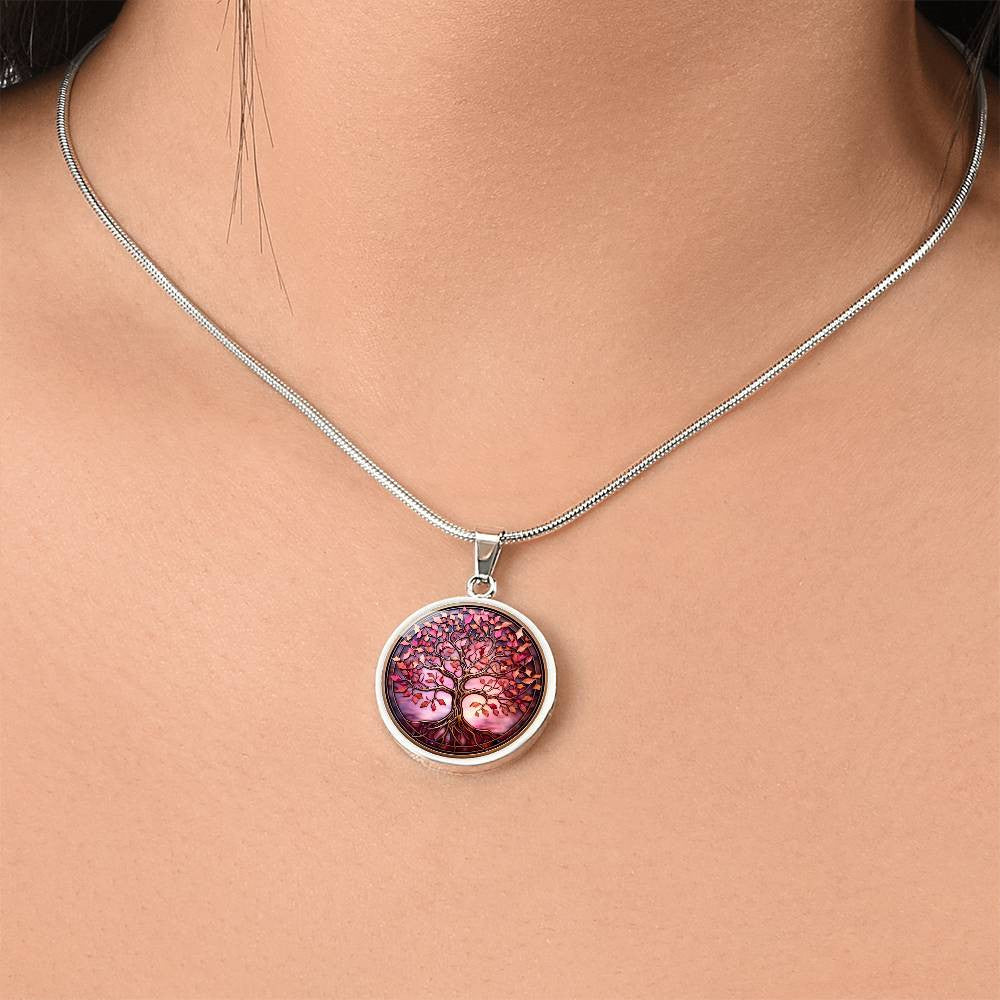 Pink Tree of Life Pendant Necklace