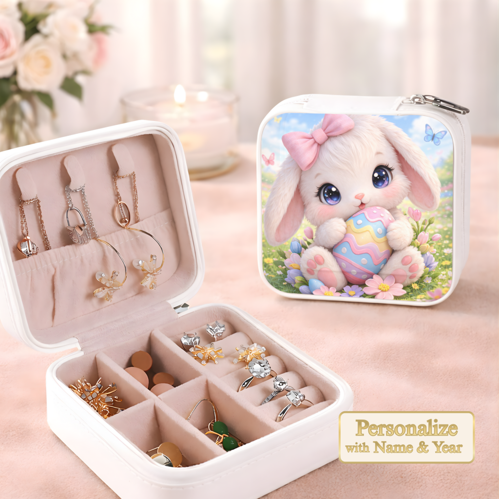 Cute Bunny Necklace or Keychain, Easter Bunny Jewelry, Pastel Rabbit Pendant for Teen Girl, Easter Basket Stuffer Gift