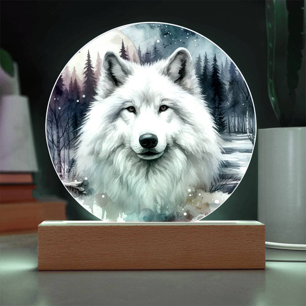 Winter Wolf LED Light Plaque Gift