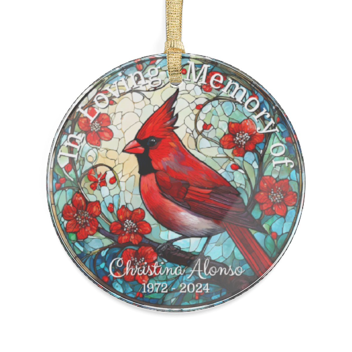 Cardinal Memorial Suncatcher Ornament