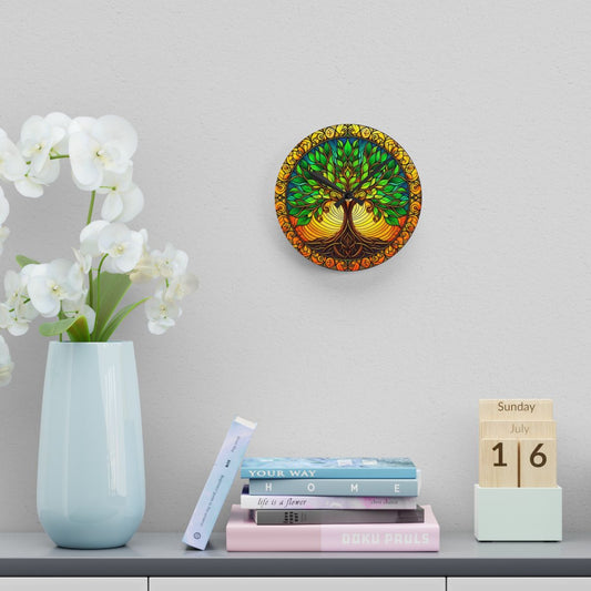 Yellow and Green Tree of Life Custom Clock