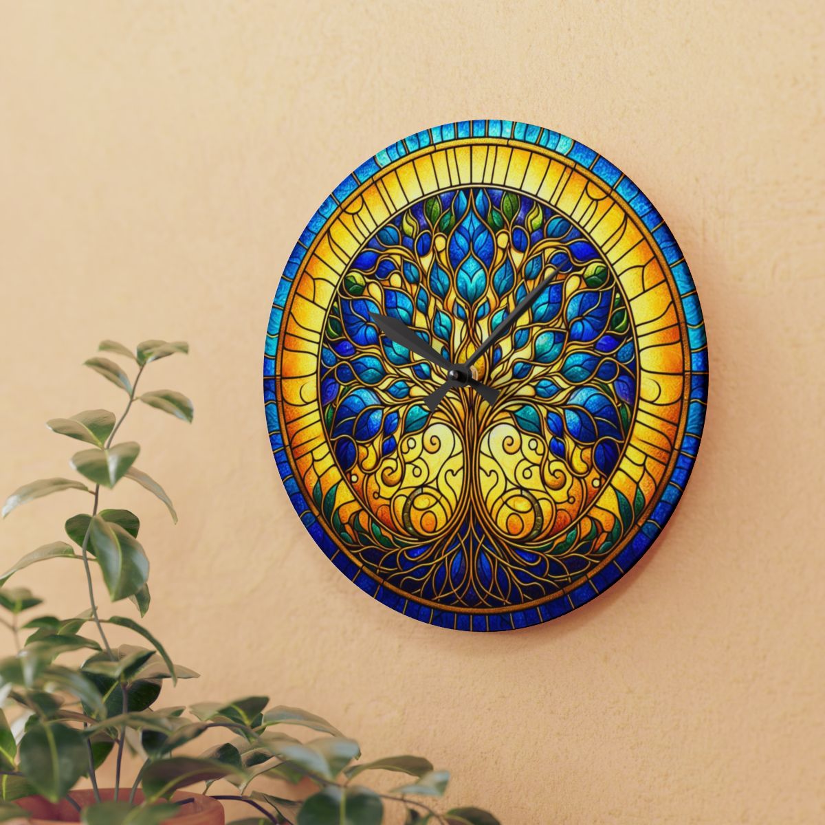 Stained Glass Style Tree of Life Clock