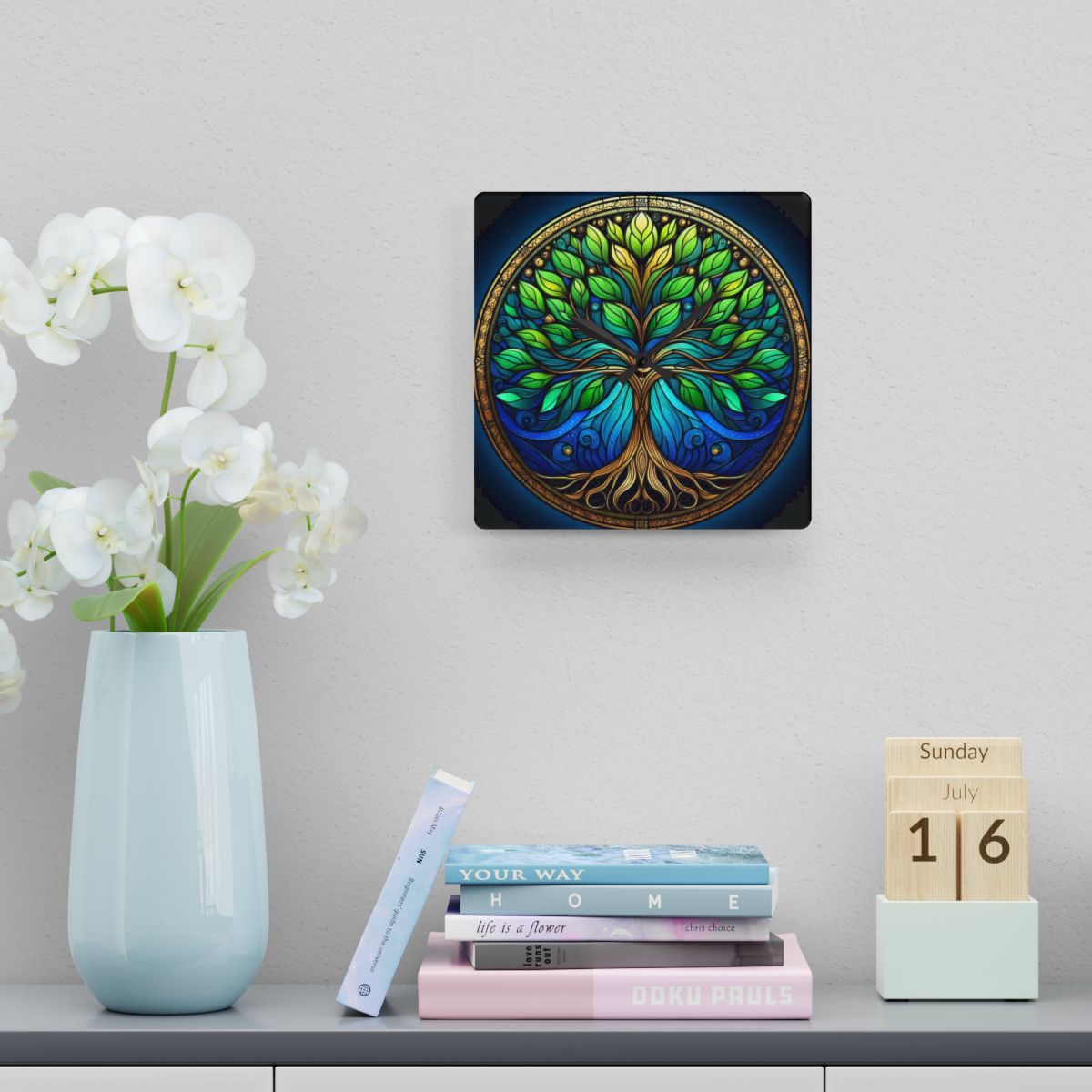 Stained Glass Tree of Life Acrylic Clock