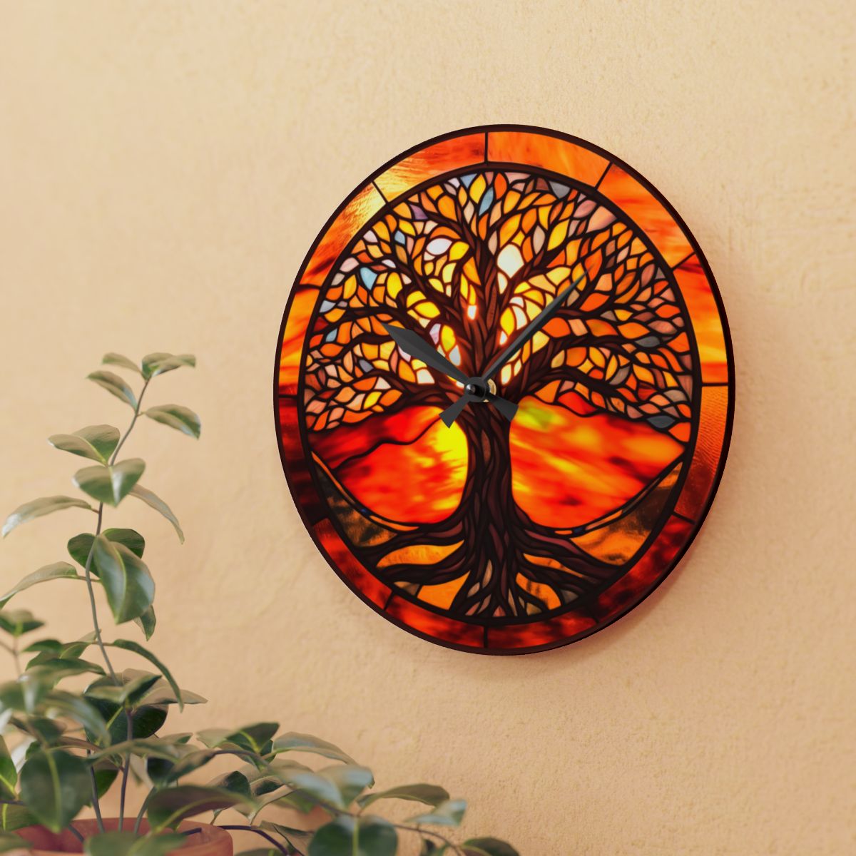 Stained Glass Tree of Life Clock