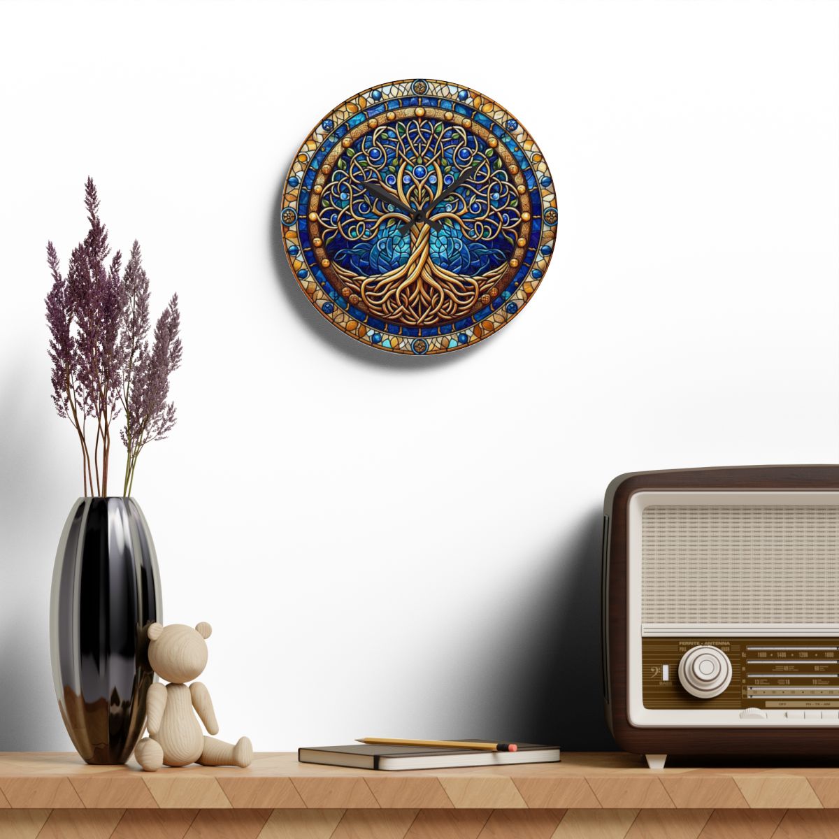 Stained Glass Tree of Life Clock