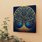 Blue and Gold Stained Glass Tree of Life Custom Clock