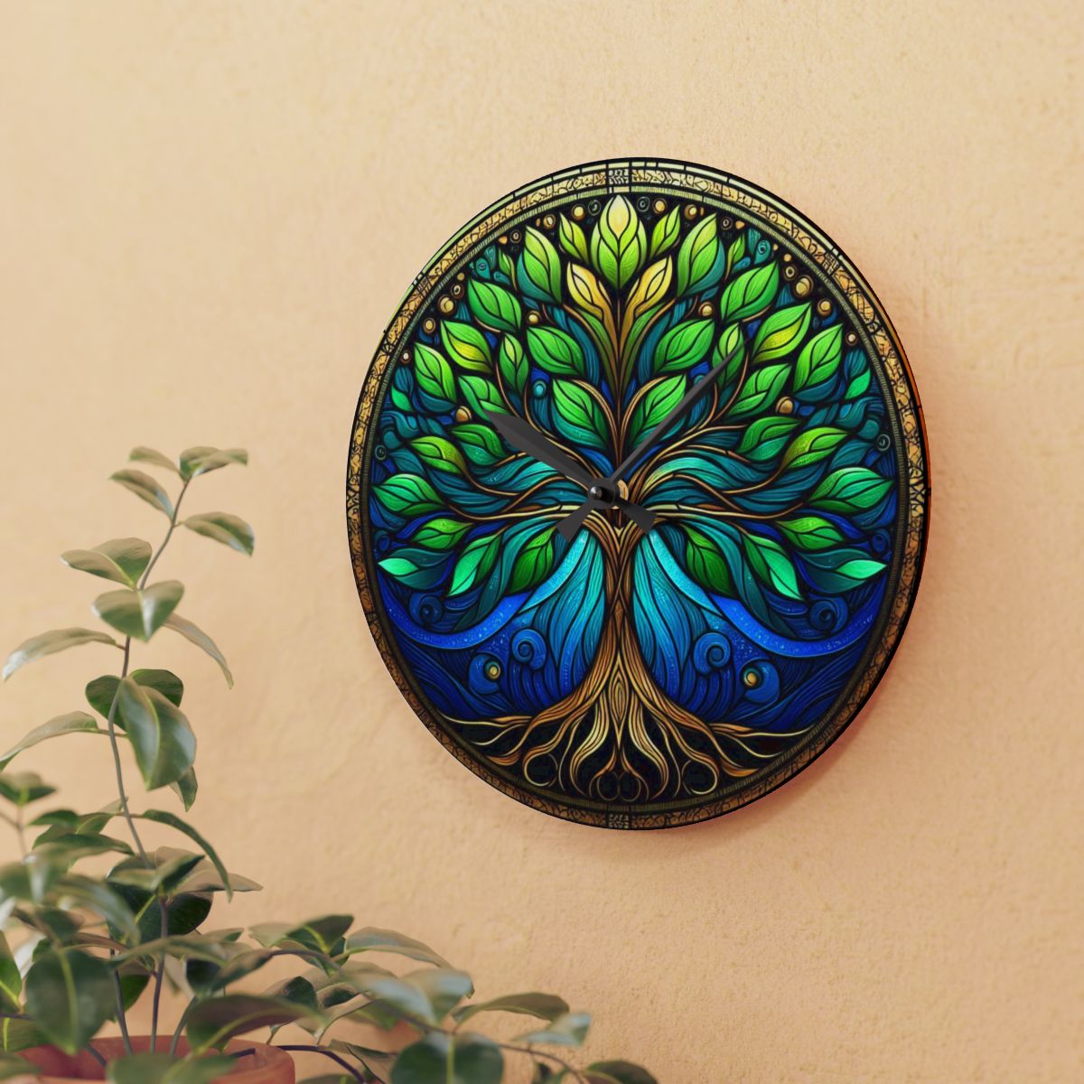 Stained Glass Tree of Life Acrylic Clock