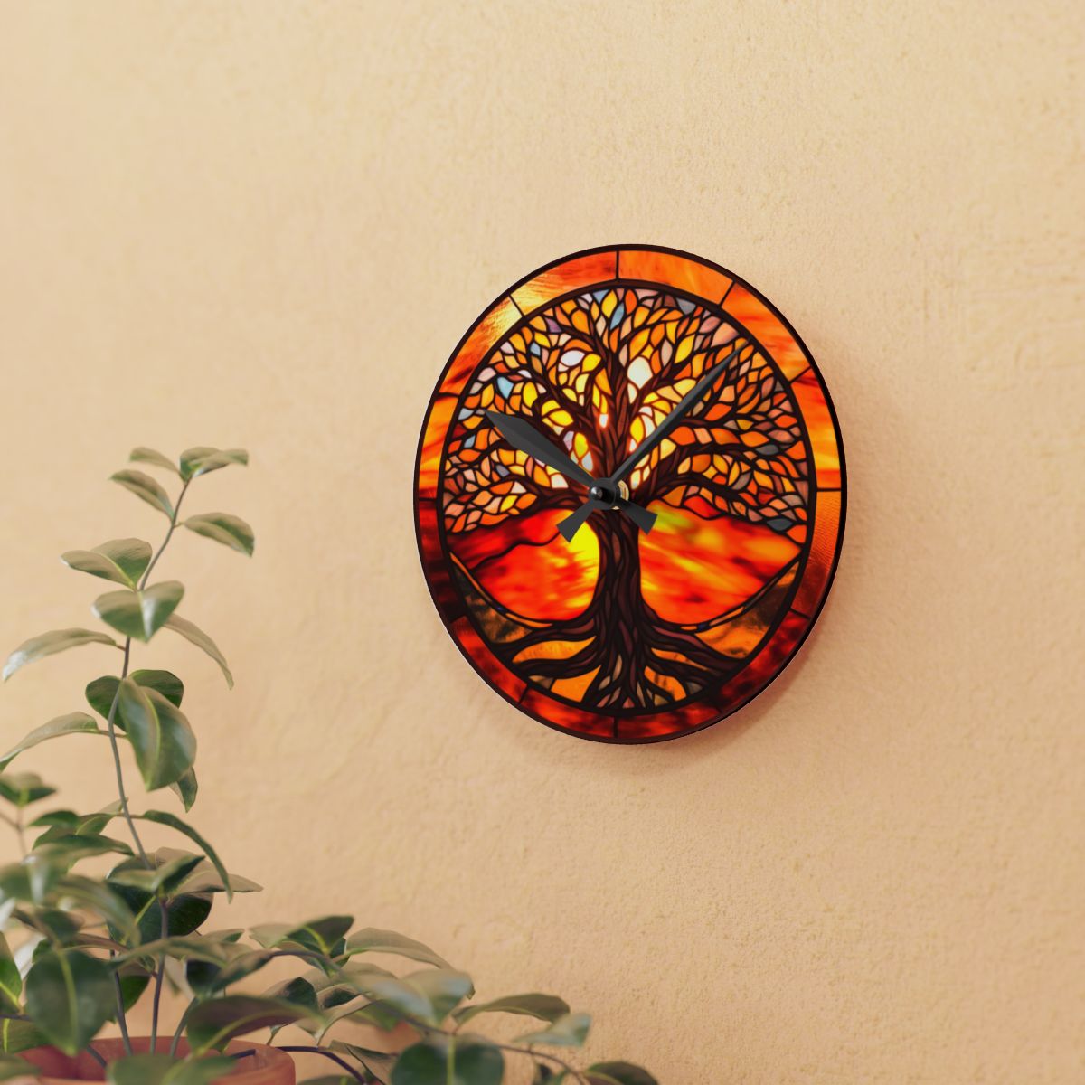 Stained Glass Tree of Life Clock