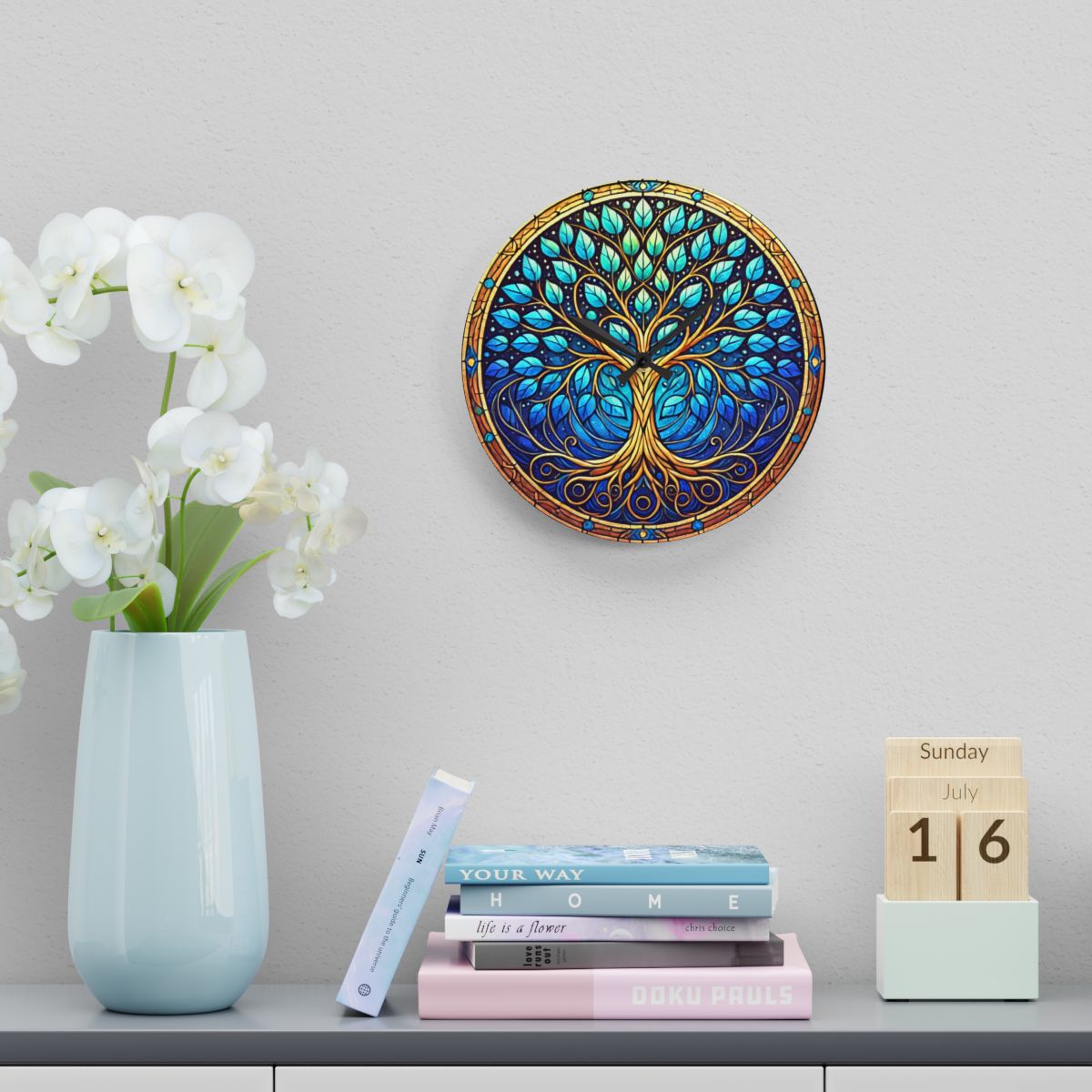 Stained Glass Tree of Life Clock Gift for Mothers Day