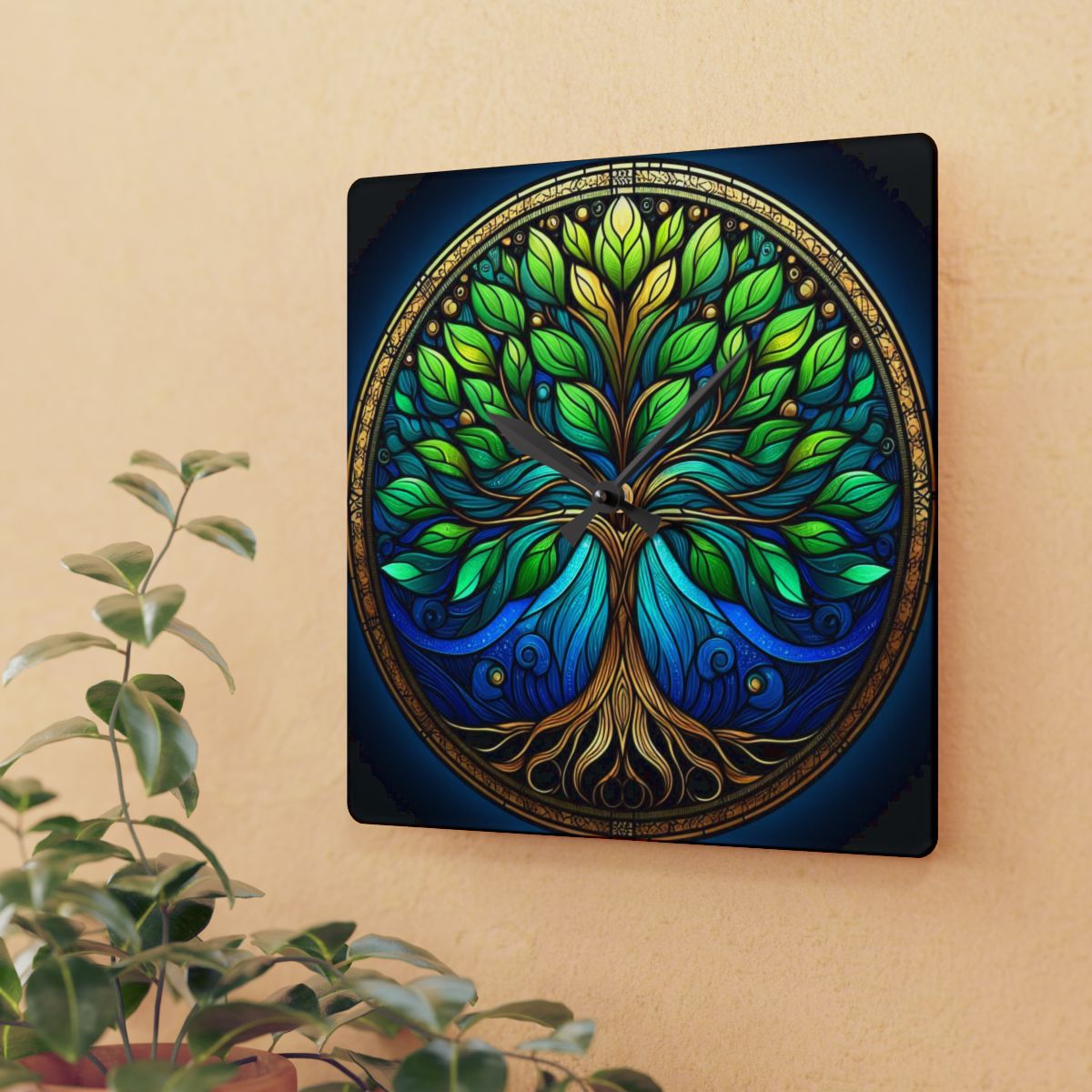 Stained Glass Tree of Life Acrylic Clock