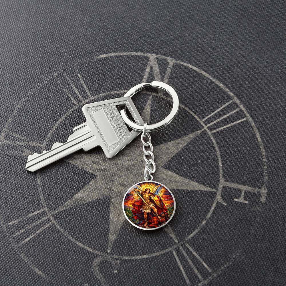 Archangel Michael Necklace or Keychain, Saint Michael Protection Jewelry, Catholic Warrior Angel Pendant Gift