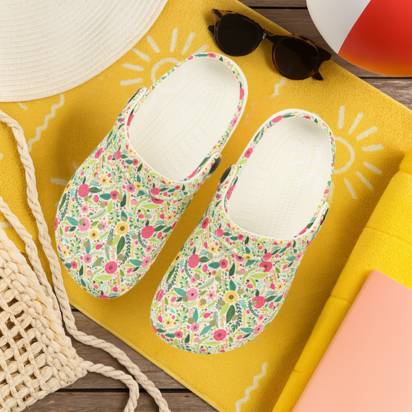 Peony Meadow Garden Shoes for Adults & Kids – Lightweight EVA Slip-On Floral Summer Sandals Water-Resistant Nurse Comfort & Walking Footwear