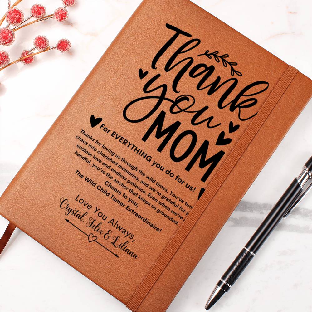 Thank You Mom Vegan Leather Journal Notebook