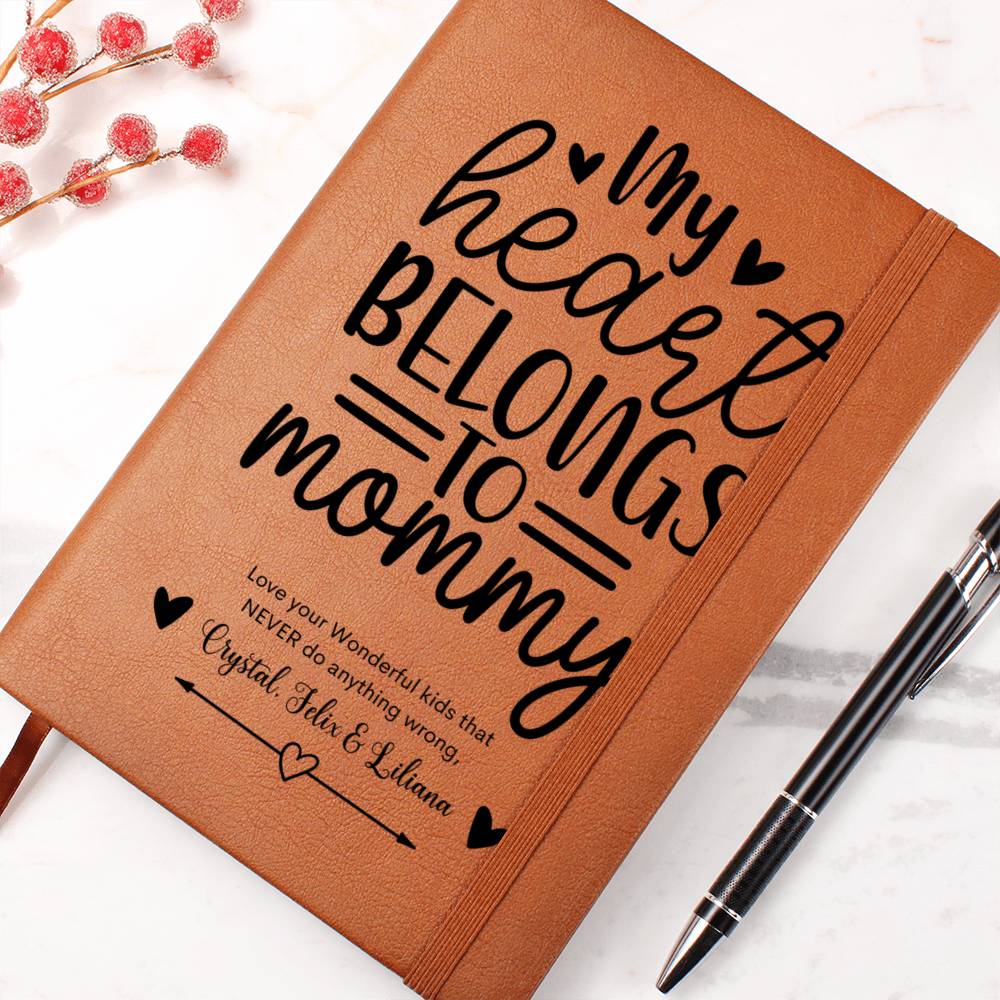 My Heart Belongs to Mommy Leather Journal Notebook