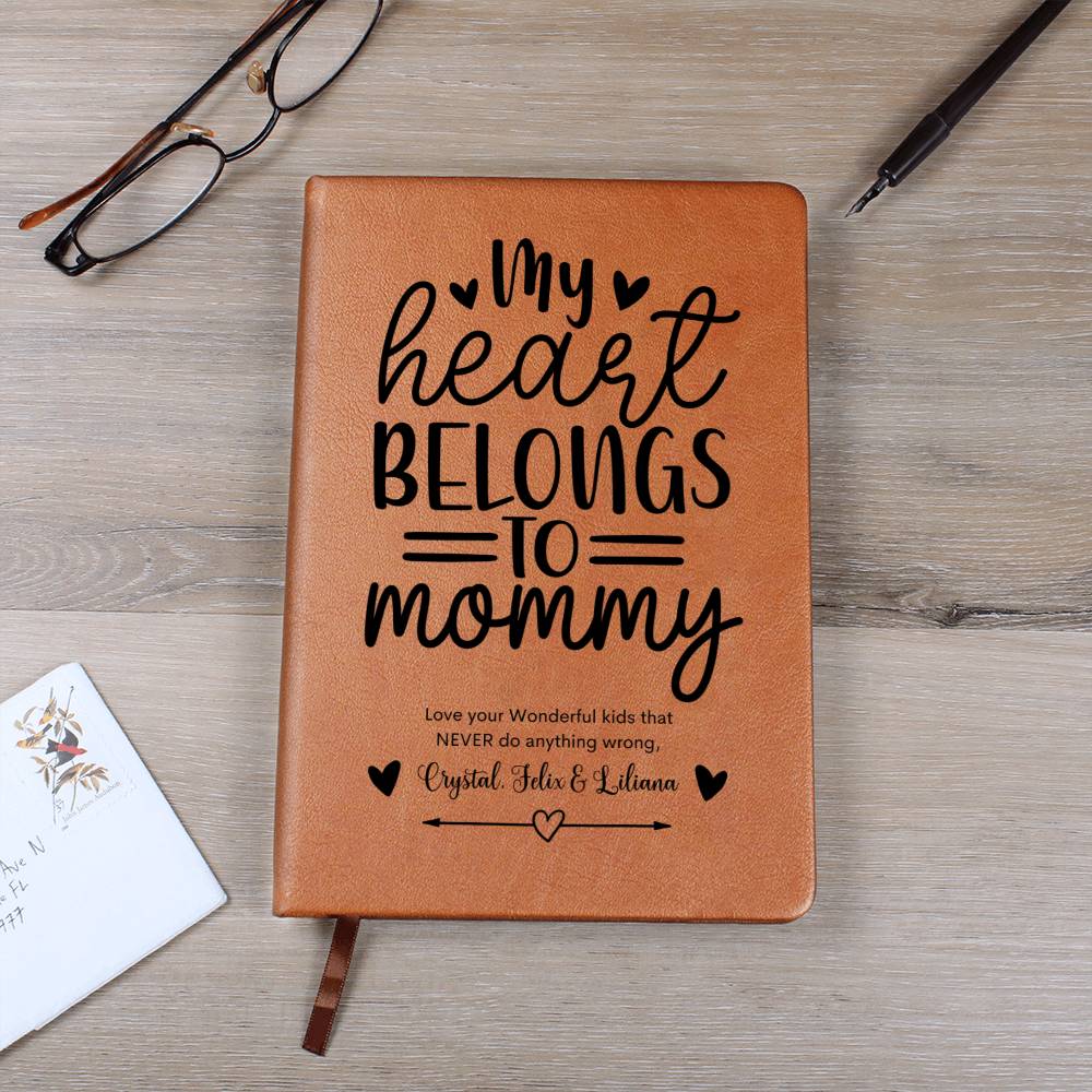 My Heart Belongs to Mommy Leather Journal Notebook