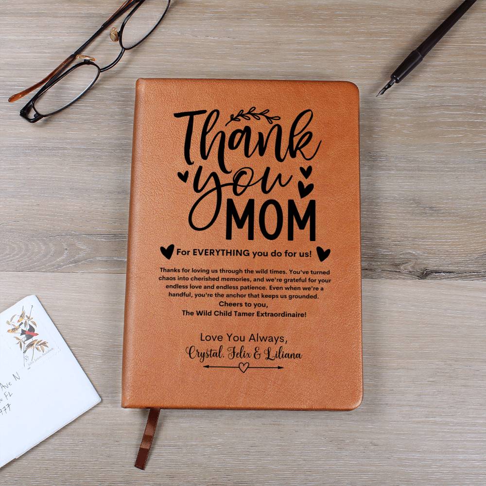 Thank You Mom Vegan Leather Journal Notebook