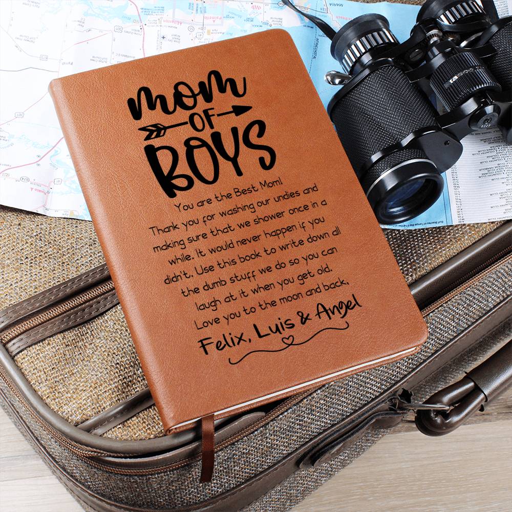 Mom of Boys Leather Journal Notebook