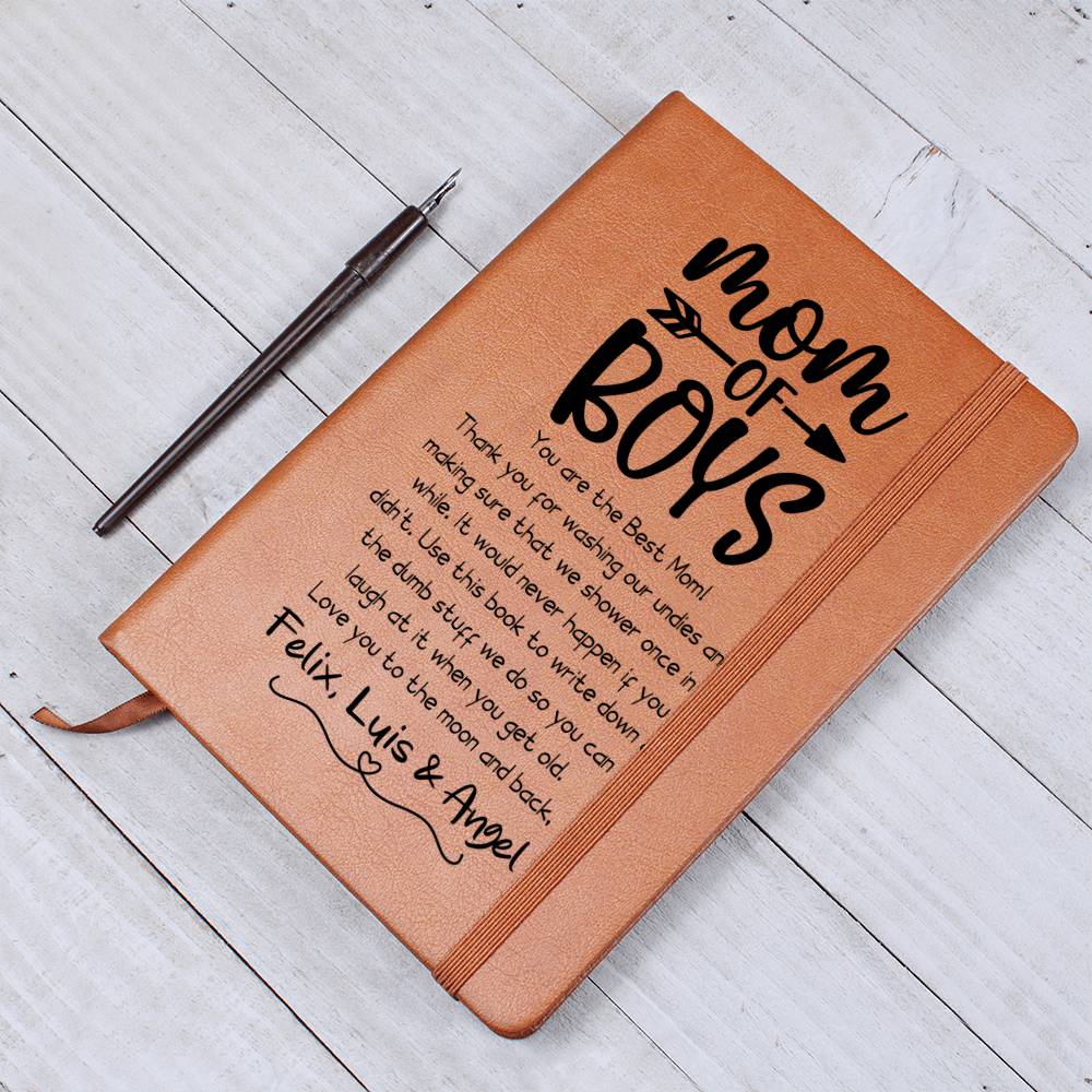 Mom of Boys Leather Journal Notebook