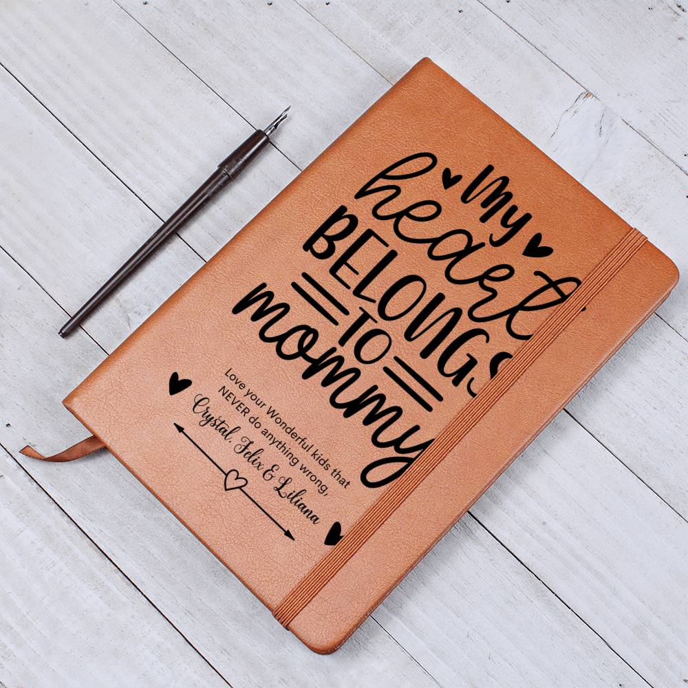 My Heart Belongs to Mommy Leather Journal Notebook