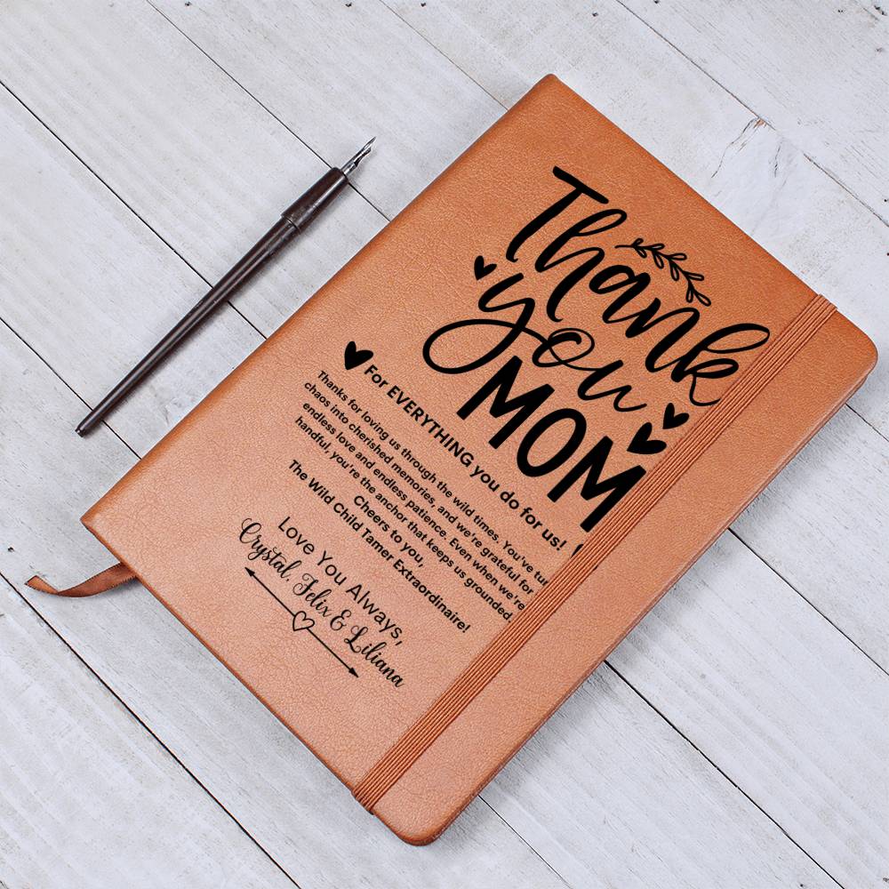 Thank You Mom Vegan Leather Journal Notebook