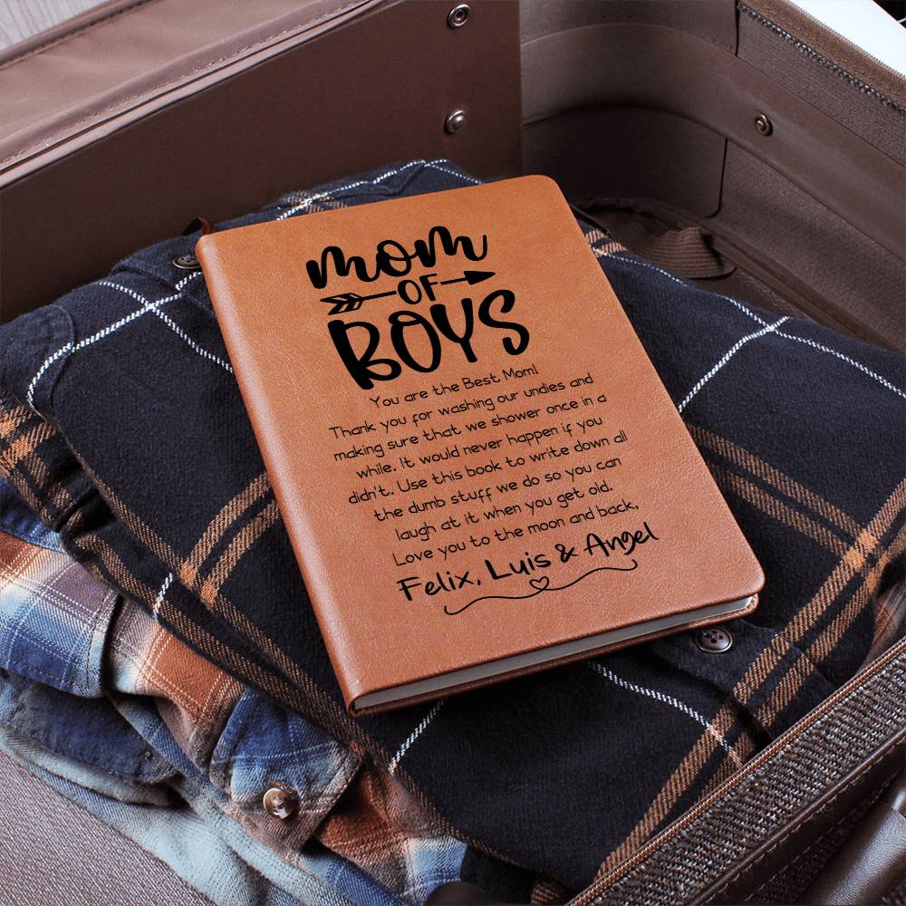 Mom of Boys Leather Journal Notebook