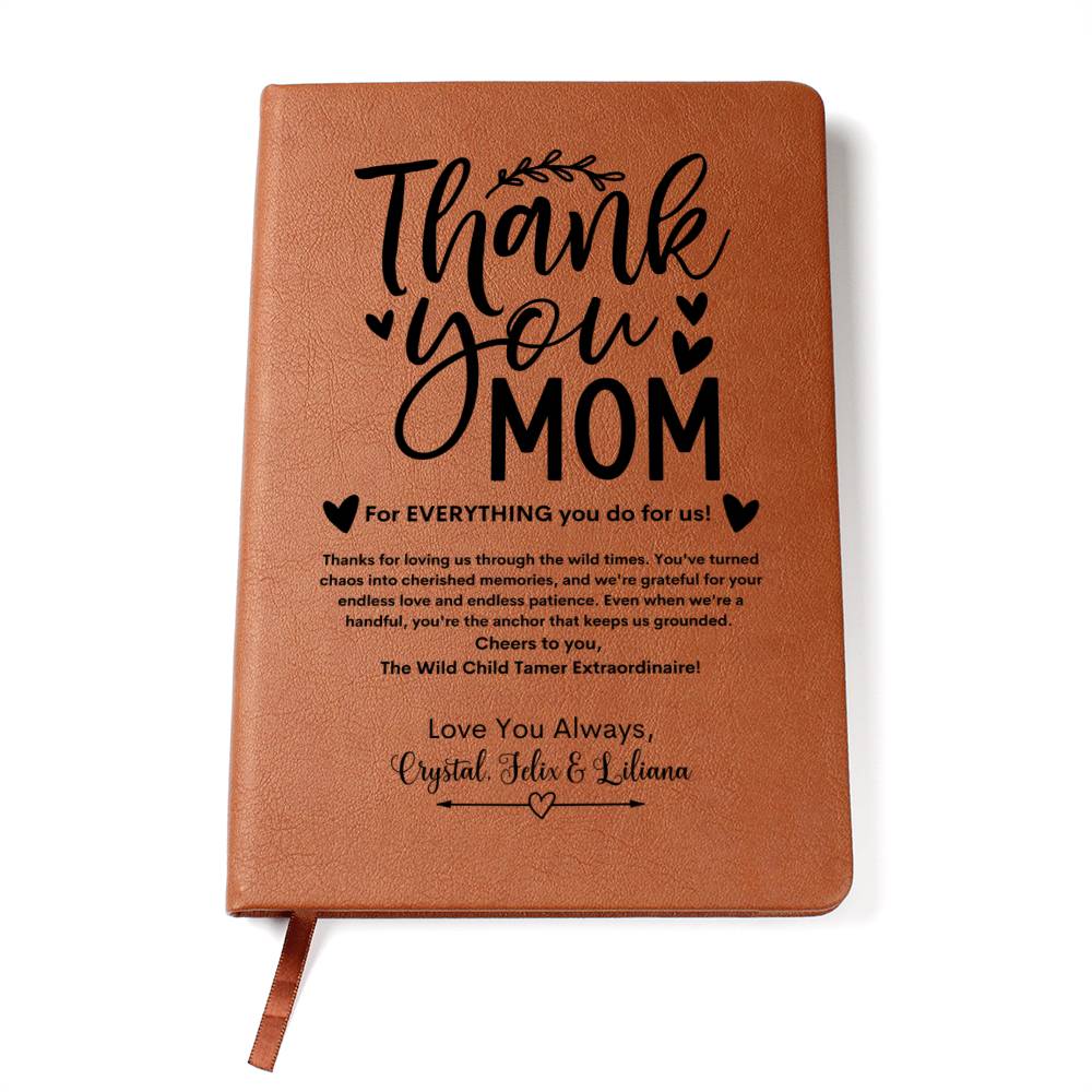 Thank You Mom Vegan Leather Journal Notebook