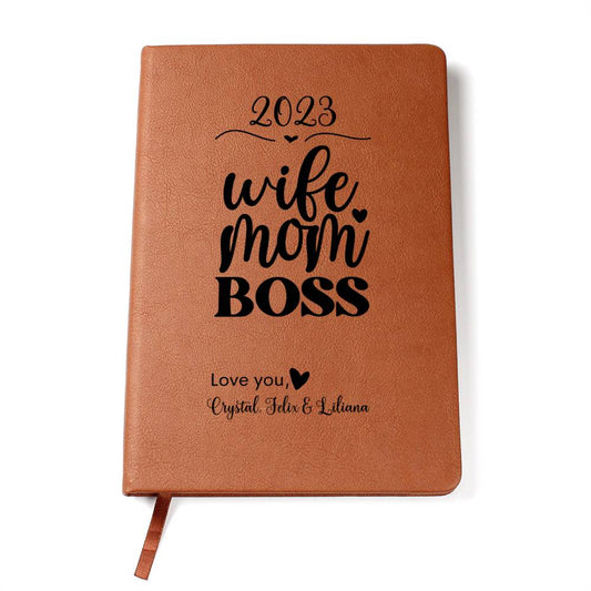 Wife Mom Boss Vegan Leather Journal Notebook