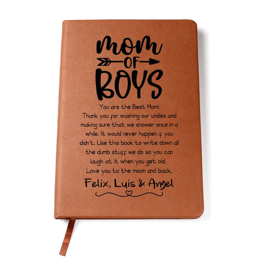 Mom of Boys Leather Journal Notebook