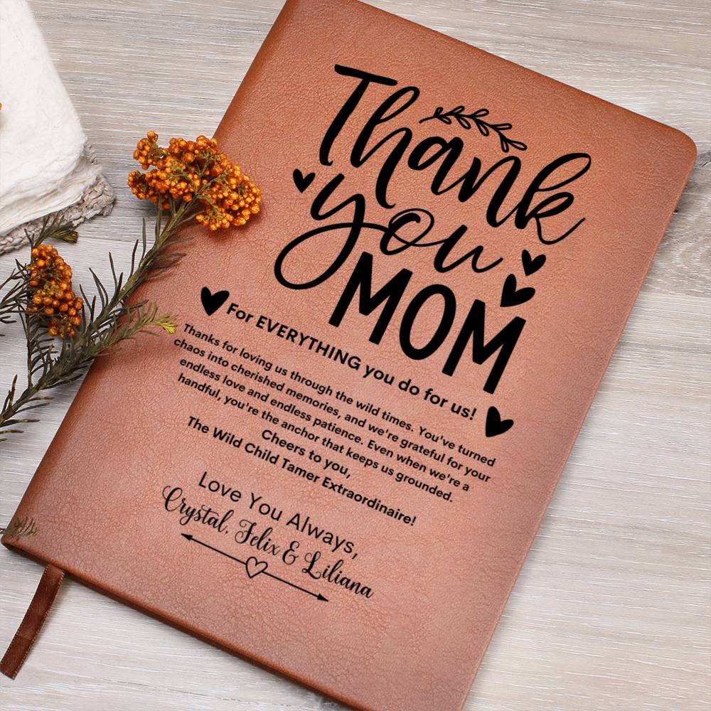 Thank You Mom Vegan Leather Journal Notebook