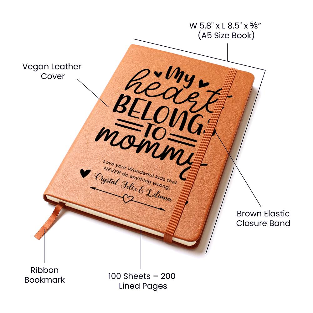 My Heart Belongs to Mommy Leather Journal Notebook