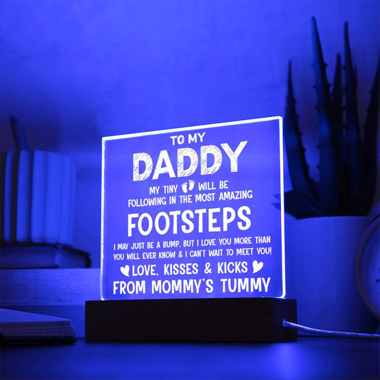 Daddy Footsteps | Acrylic Square Plaque