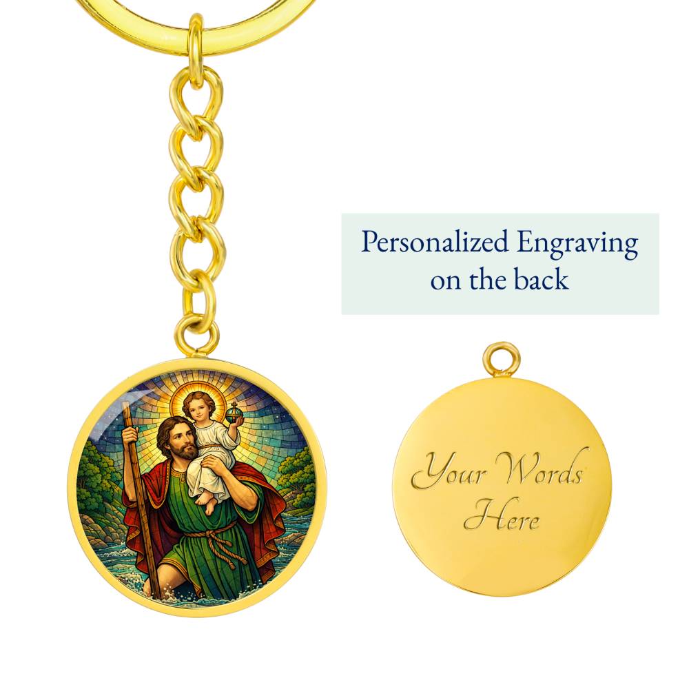 Saint Christopher Necklace or Keychain, Patron Saint of Travelers Jewelry, Catholic Travel Protection Pendant
