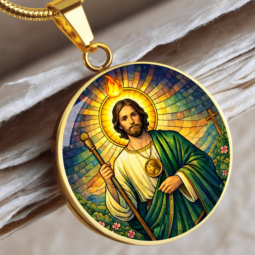Saint Jude Necklace or Keychain, Patron Saint of Hopeless Causes Jewelry, Catholic Faith Pendant Gift