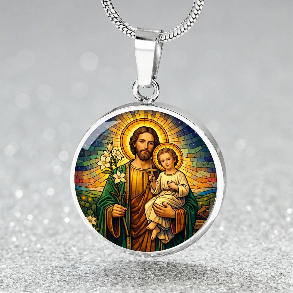 Saint Joseph and Child Jesus Necklace or Keychain, Catholic Patron Saint of Fathers Jewelry, Christian Faith Gift