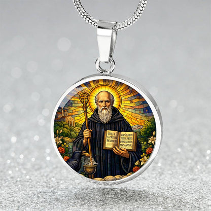 Saint Benedict Necklace or Keychain, Catholic Protection Medal Jewelry, Christian Faith Pendant Gift