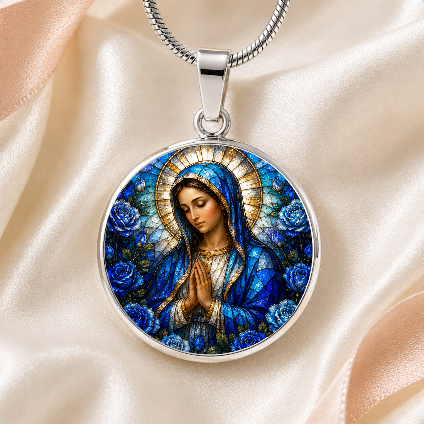 Virgin Mary Necklace or Keychain, Catholic Necklace, Blessed Mother Jewelry, Religious Keepsake Gift