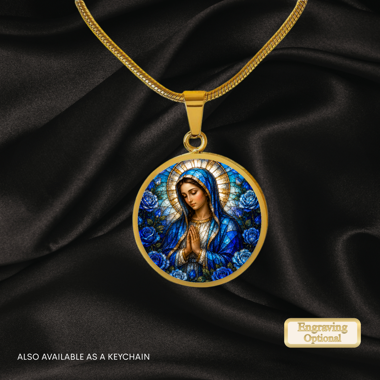 Virgin Mary Necklace or Keychain, Catholic Necklace, Blessed Mother Jewelry, Religious Keepsake Gift