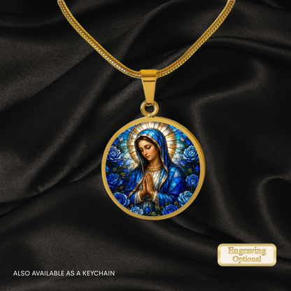 Virgin Mary Necklace or Keychain, Catholic Necklace, Blessed Mother Jewelry, Religious Keepsake Gift