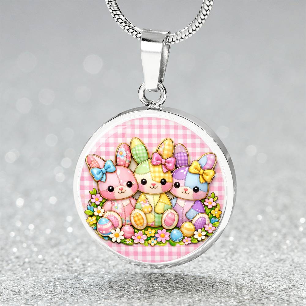 Cute Bunny Necklace or Keychain, Easter Bunny Trio Jewelry, Pastel Rabbit Pendant for Teen Girl, Easter Basket Stuffer Gift