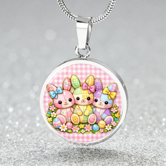 Cute Bunny Necklace or Keychain, Easter Bunny Trio Jewelry, Pastel Rabbit Pendant for Teen Girl, Easter Basket Stuffer Gift