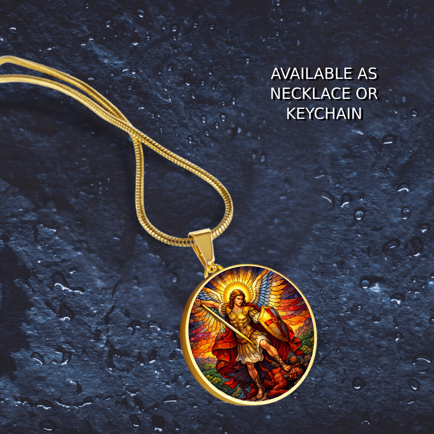 Archangel Michael Necklace or Keychain, Saint Michael Protection Jewelry, Catholic Warrior Angel Pendant Gift