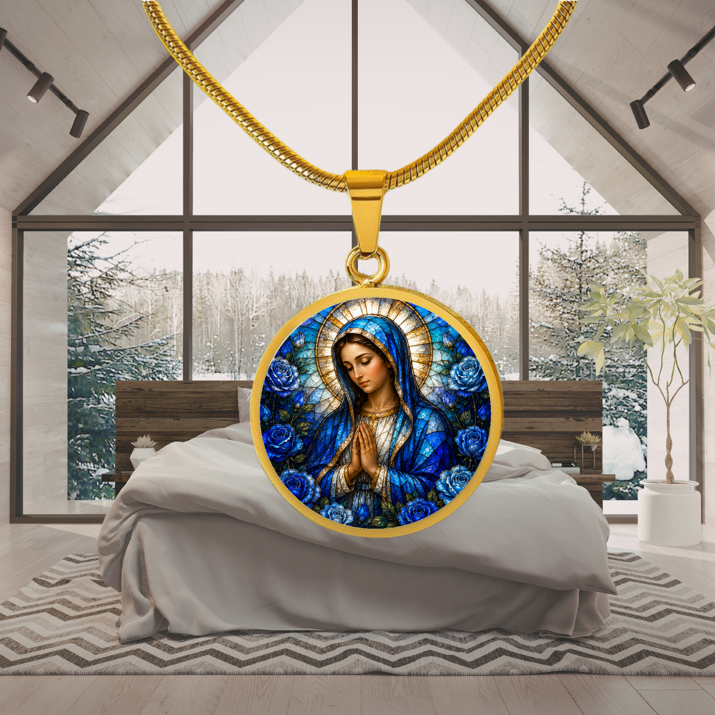 Virgin Mary Necklace or Keychain, Catholic Necklace, Blessed Mother Jewelry, Religious Keepsake Gift