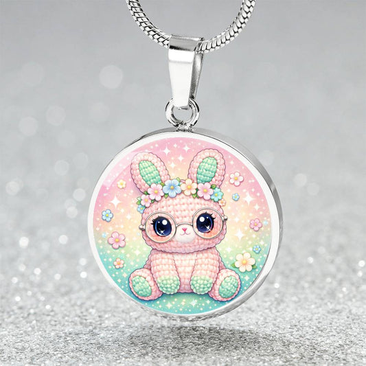 Cute Bunny Necklace or Keychain, Kawaii Easter Bunny Jewelry, Pastel Rabbit Pendant for Teen Girl, Easter Basket Stuffer Gift