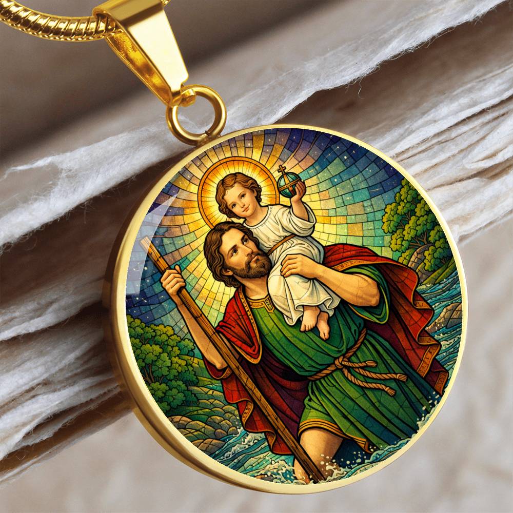 Saint Christopher Necklace or Keychain, Patron Saint of Travelers Jewelry, Catholic Travel Protection Pendant
