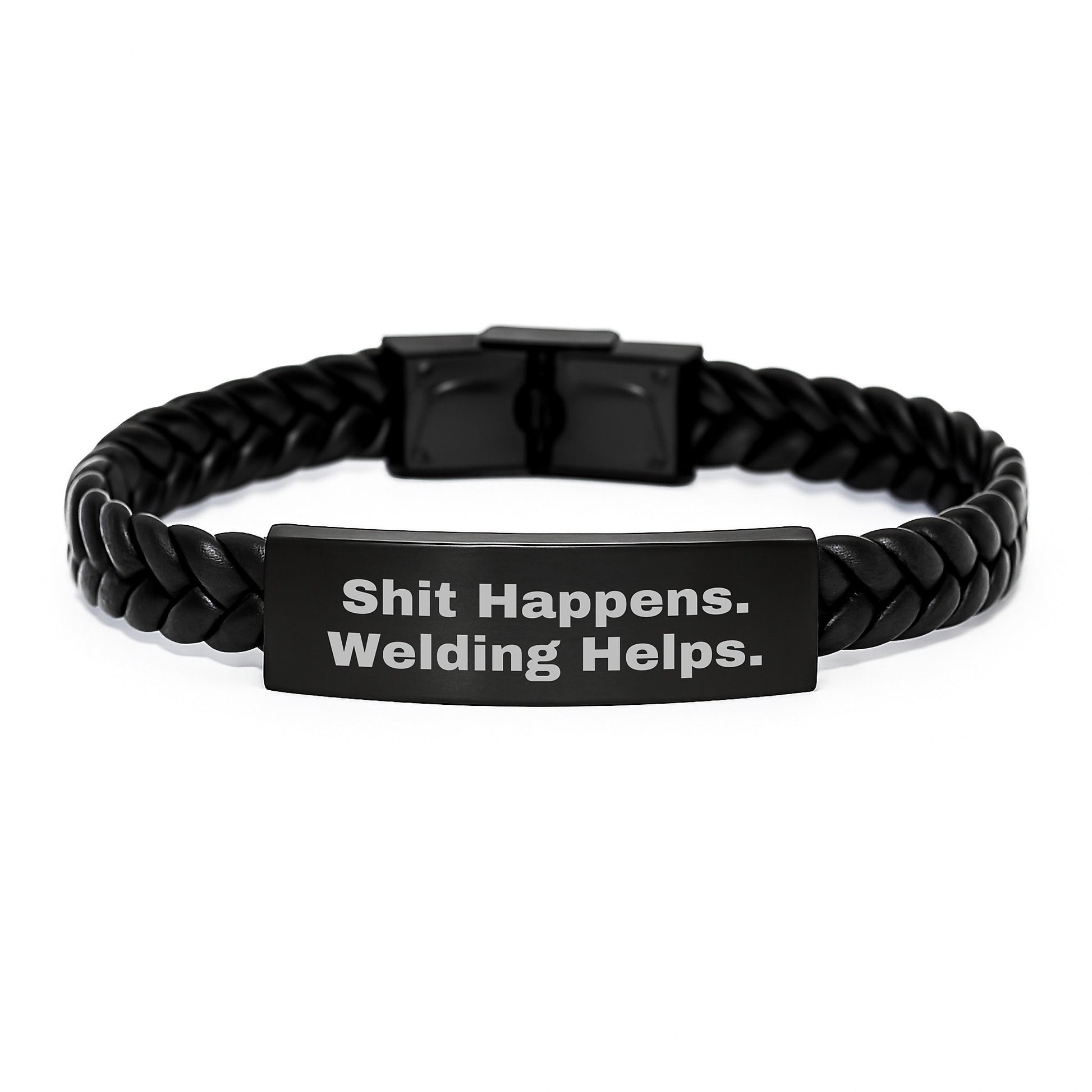 Welding Gifts for Men from Friends - Funny Interlaced Leather Bracelet with Stainless Steel for Graduation - Image 1