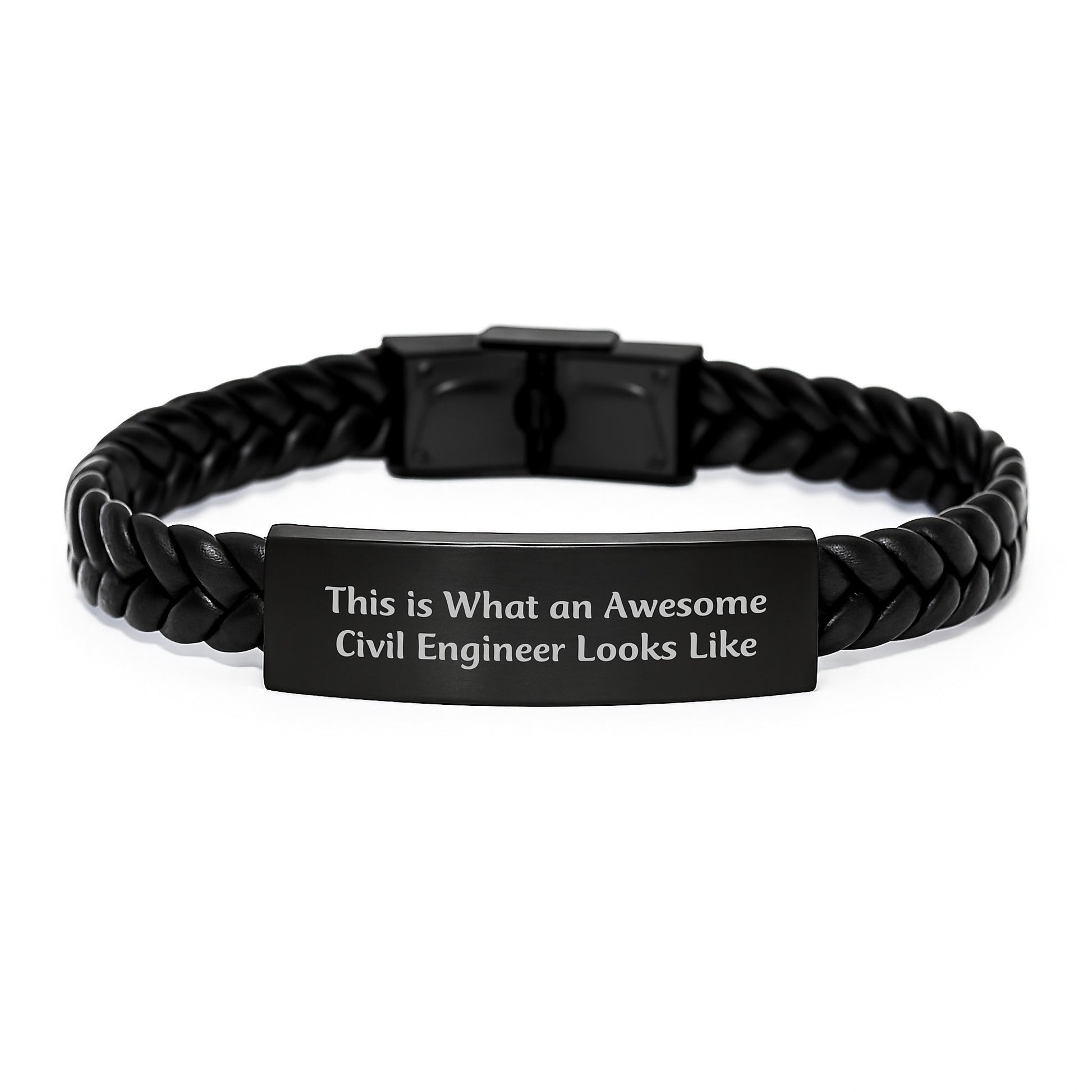Awesomeness Unleashed - Funny Civil Engineer Gifts from Friends for Graduation Unique Interlaced Leather Bracelet - Image 1