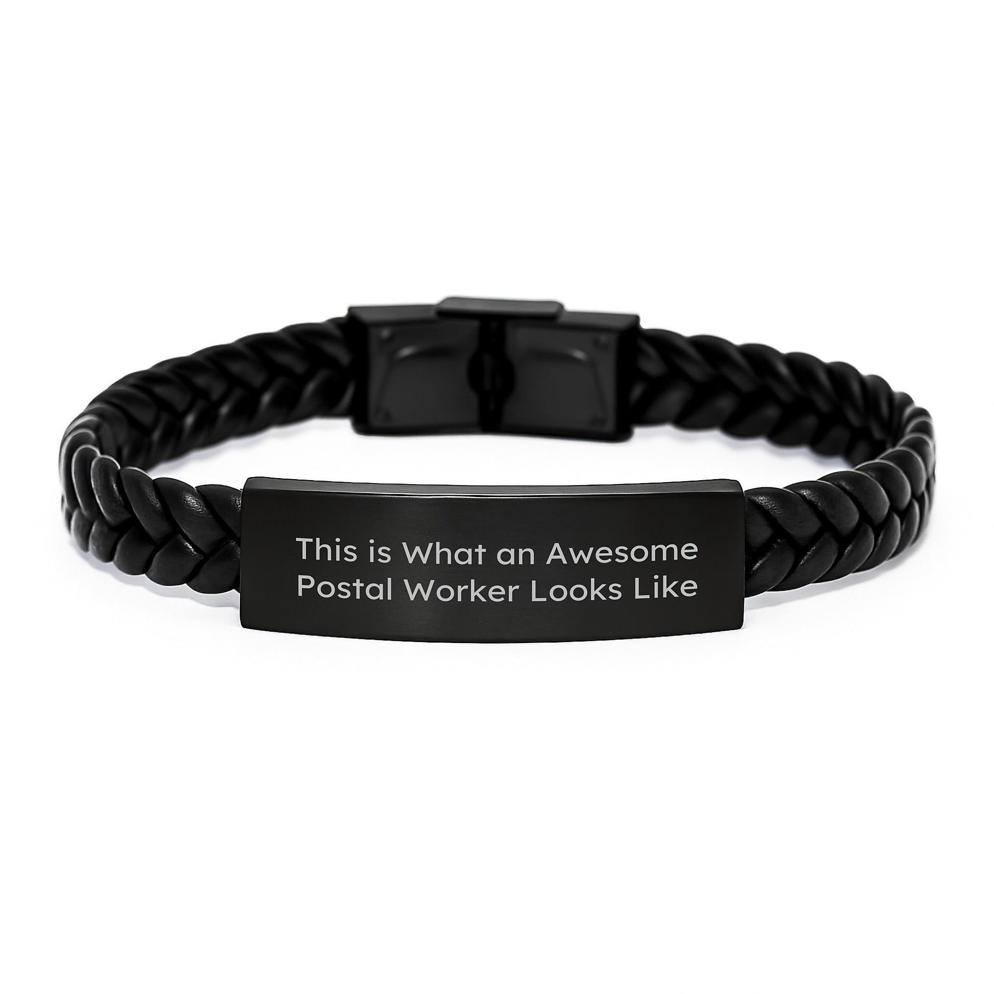 Inspirational Postal Worker Gifts, Interlaced Leather Bracelet for Men, Women, Coworkers - 'This Is What An Awesome Postal Worker Looks Like' Graduation Unique Gifts from Family - Image 1