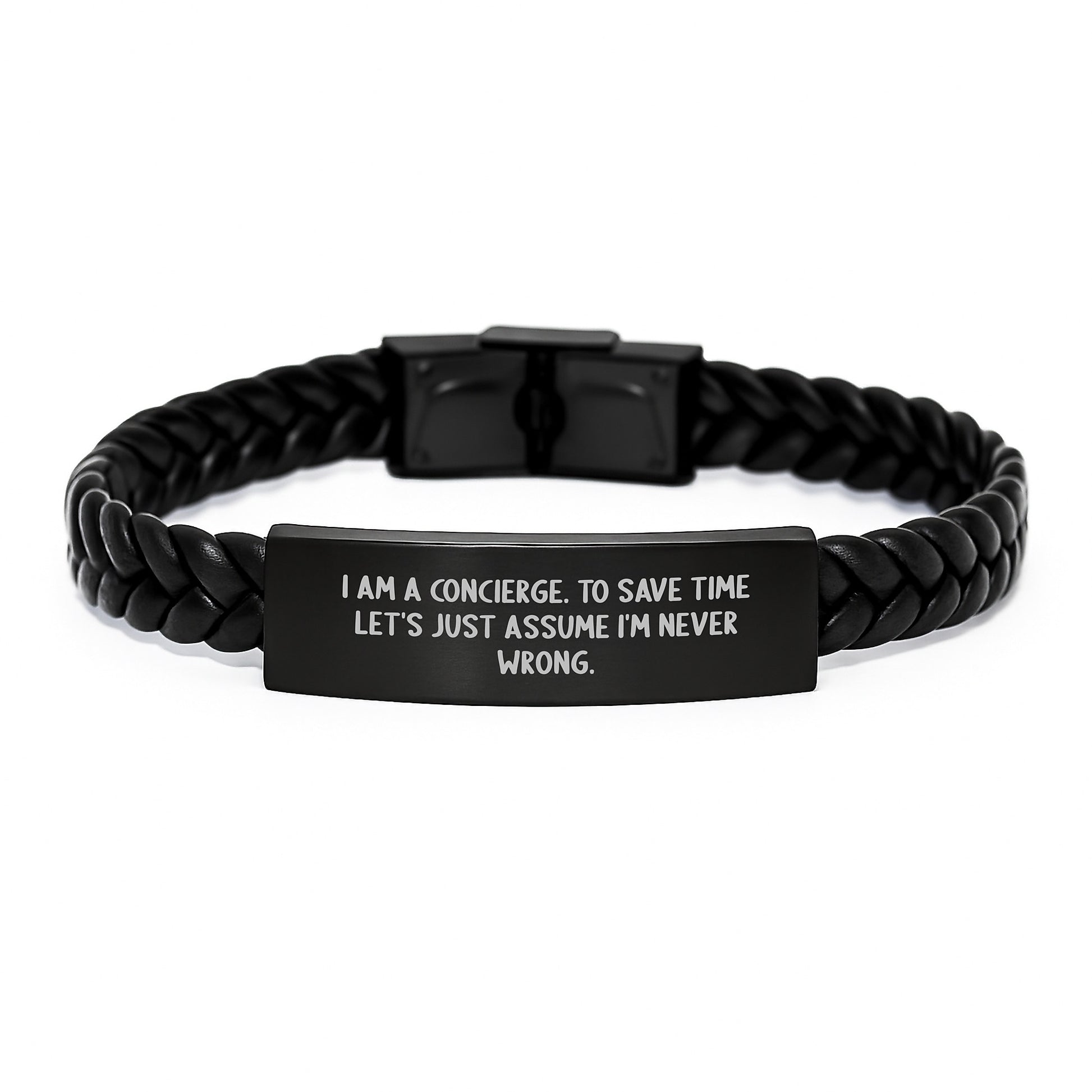 Funny Concierge Gifts from Men to Men, Interlaced Leather Bracelet for Concierge, Christmas Unique Gifts - Image 1