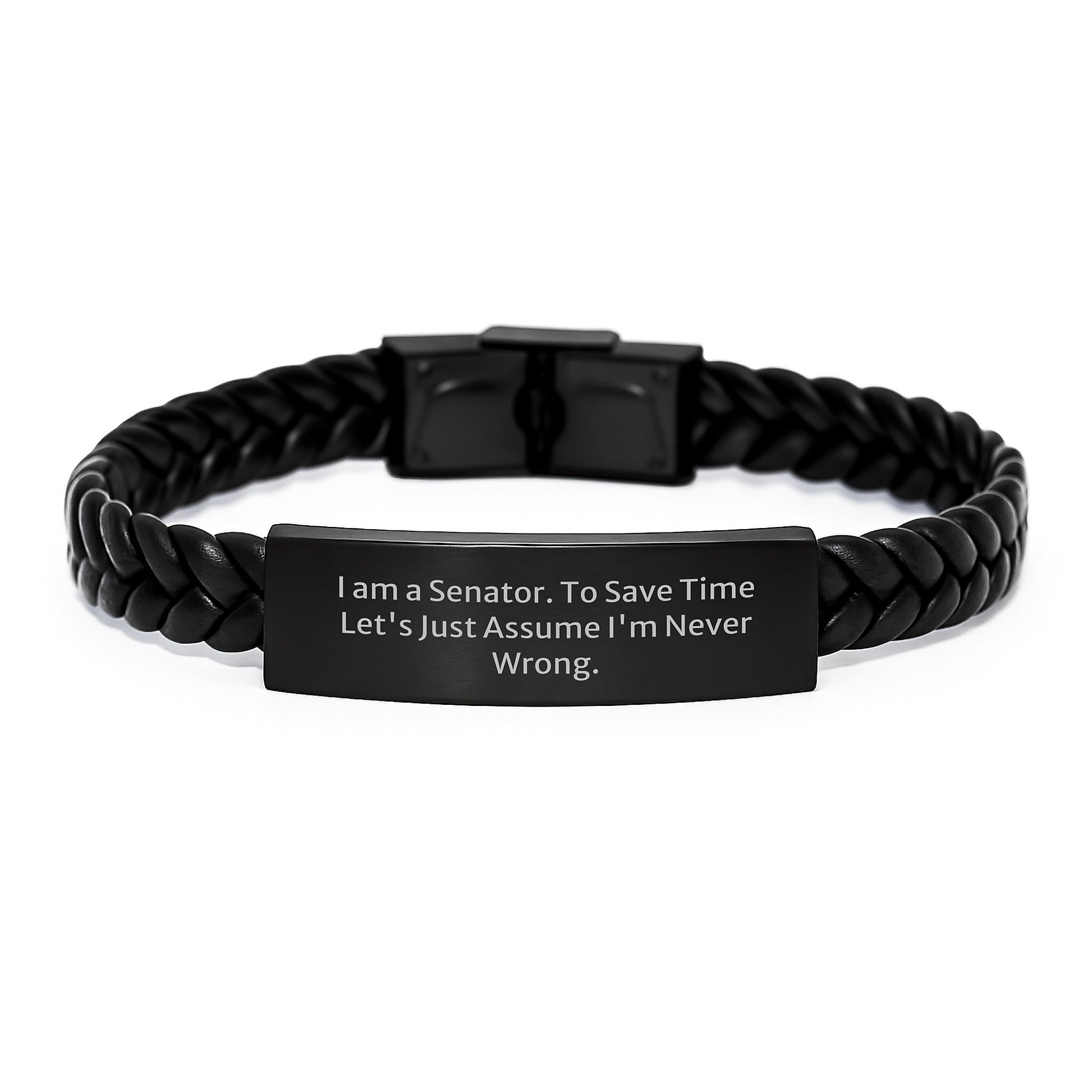 Funny Senator Gifts I Am A Senator Quotes Interlaced Leather Bracelet for Men Women Friends Family Christmas Unique Presents - Image 1